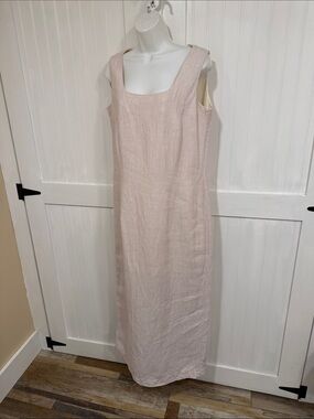 Shuttles & Seawinds Square Neck Sleeveless Maxi Dress in Soft Blush size 14
